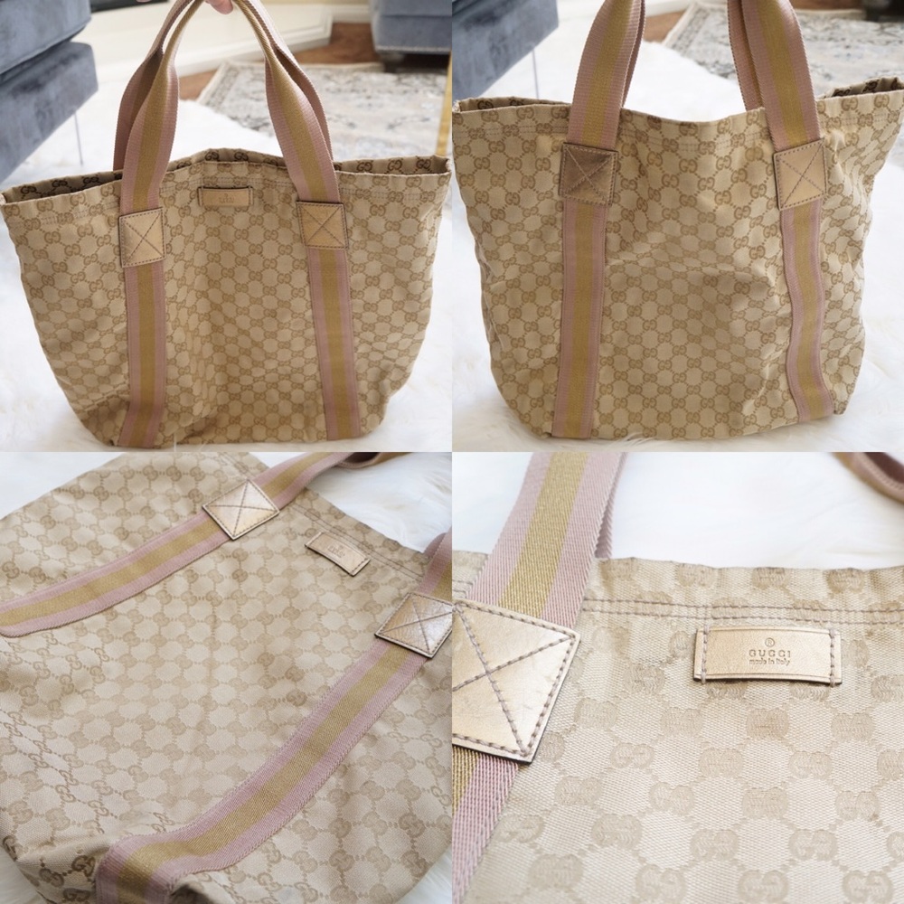Gucci Beige and Pink Tote Bag